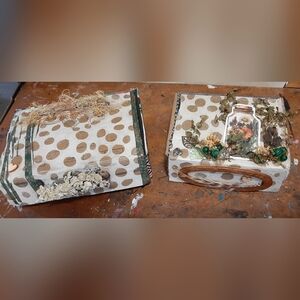 Polka Dot Gift Boxes with Nature Theme Accents